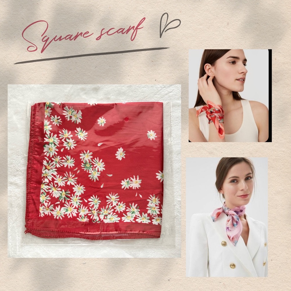 Handbag Head Scarf Red Floral 3/$20